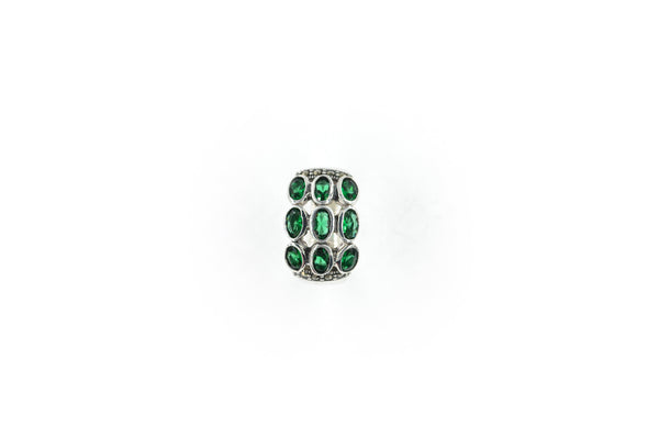 Ezüst gyűrű zöld Cirkónium kövekkel